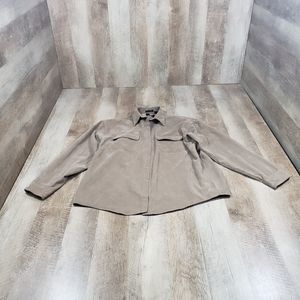 Van Heusen Men's Soft Suede Vintage Button Down Shirt Brown Large Made in Korea
